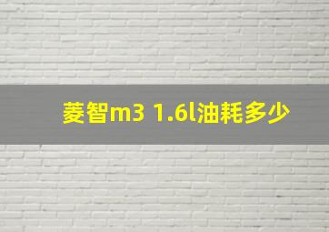 菱智m3 1.6l油耗多少